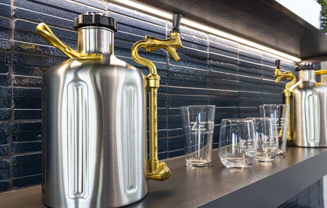 Beer and wine on tap at Zeta Luxury Apartments in Sacramento, CA