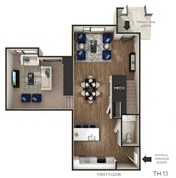 1 bed, 1.5 baths, 1,422 sqft, $3,755
