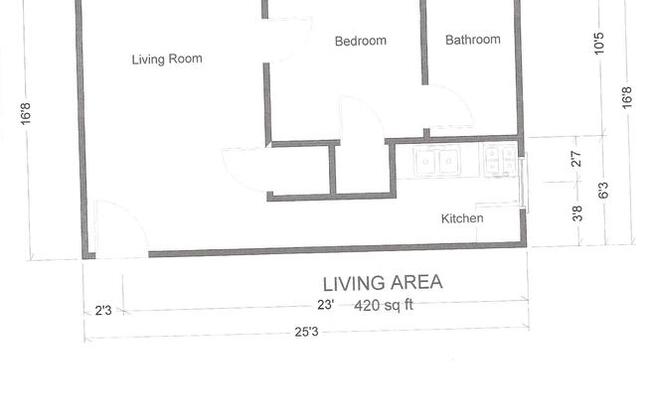 1 bed, 1 bath, 420 sqft, $865, Unit 1912-06