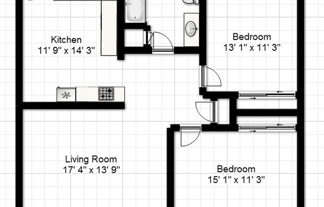 2 beds, 1 bath, 903 sqft, $1,250, Unit B-2