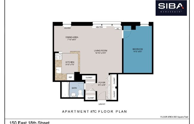 1 bed, 1 bath, 559 sqft, $5,250, Unit 3C
