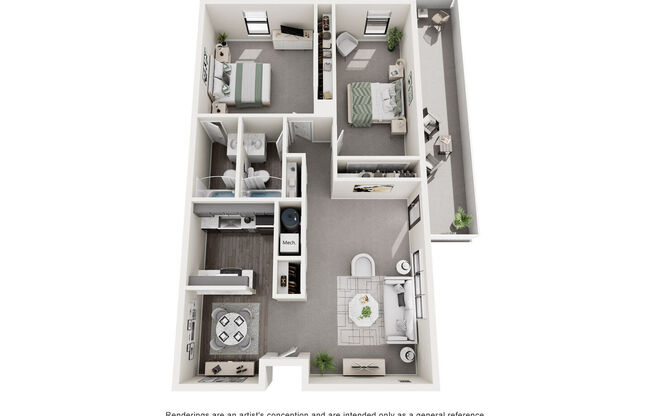 2 beds, 2 baths, 1,000 sqft, $1,295