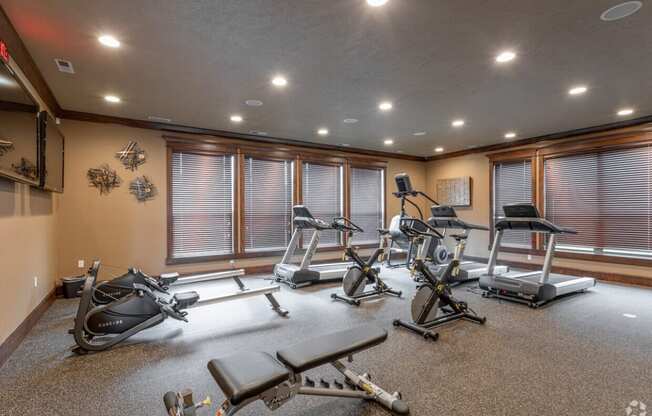 Fitness center with treadmills and other exercise equipment