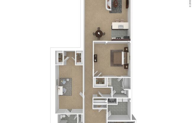 1 bed, 2 baths, 1,537 sqft, $2,574