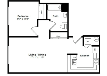 1 bed, 1 bath, 617 sqft, $2,145