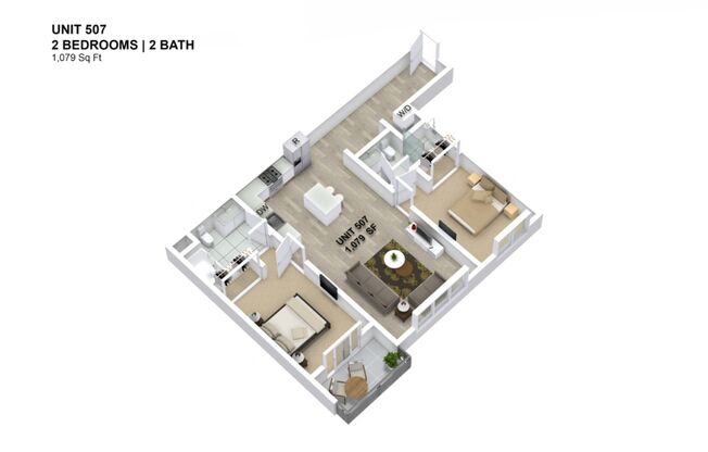 2 beds, 2 baths, 1,079 sqft, $2,700, Unit 207
