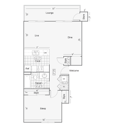 1 bed, 1 bath, 708 sqft, $2,167