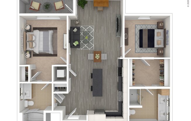 2 beds, 2 baths, 940 sqft, $2,584