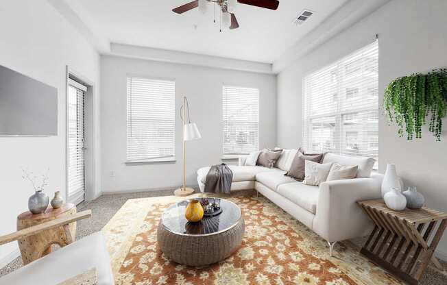 Spacious Living Area With Wood-Style Flooring