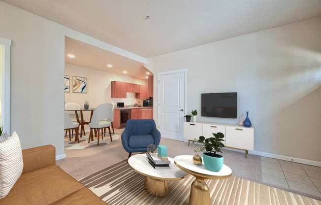 Springwater Crossing Apartments staged two-bedroom living room