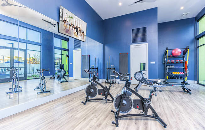 Yoga Studio with Spin Bikes at Zeta Luxury Apartments in Sacramento, CA