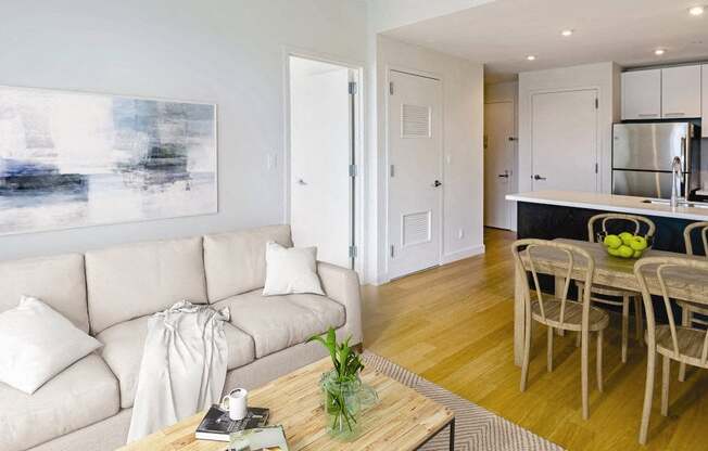 Living Room and Kitchen at 568 Union, Brooklyn, NY