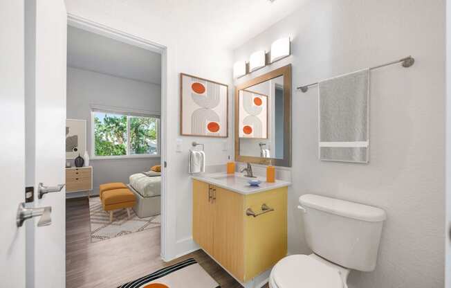 a bathroom with a toilet and a sink and a mirror