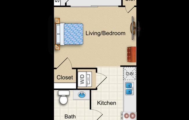 Studio, 1 bath, 366 sqft, $1,802