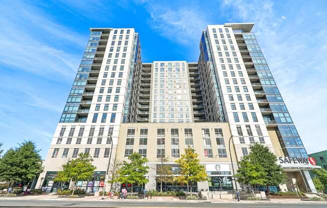 a view of the Arrive Wheaton hi-rise building