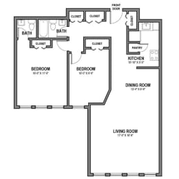 2 beds, 1.5 baths, 1,050 sqft, $1,712