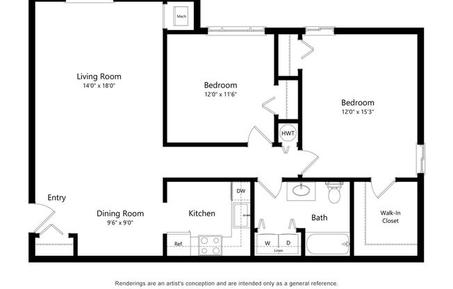 2 beds, 1 bath, 1,090 sqft, $1,495, Unit 1230 - 28