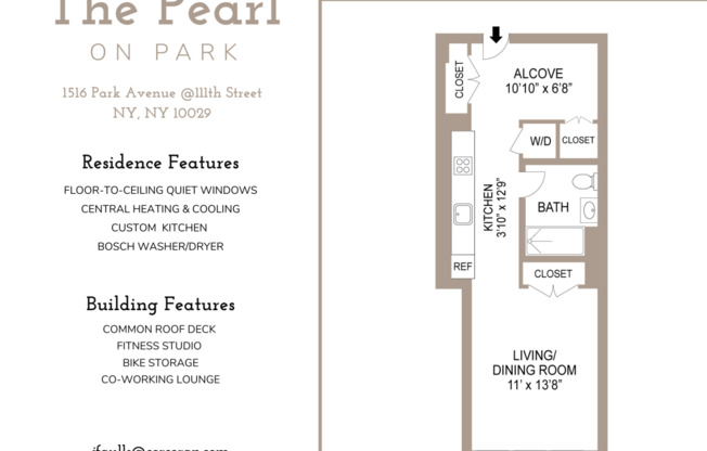 Studio, 1 bath, $2,995, Unit 5E