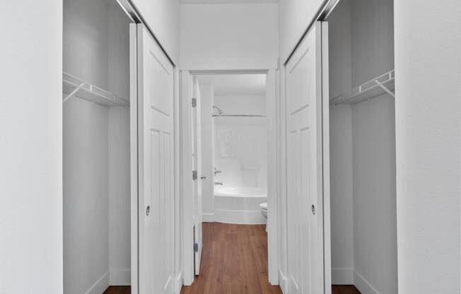 this is a photo of the hallway in a 1 bedroom apartment at deer hill apartments in c