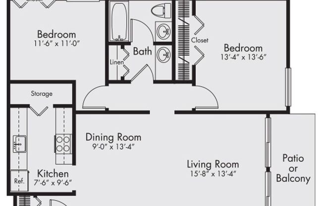 2 beds, 1 bath, 870 sqft, $1,245