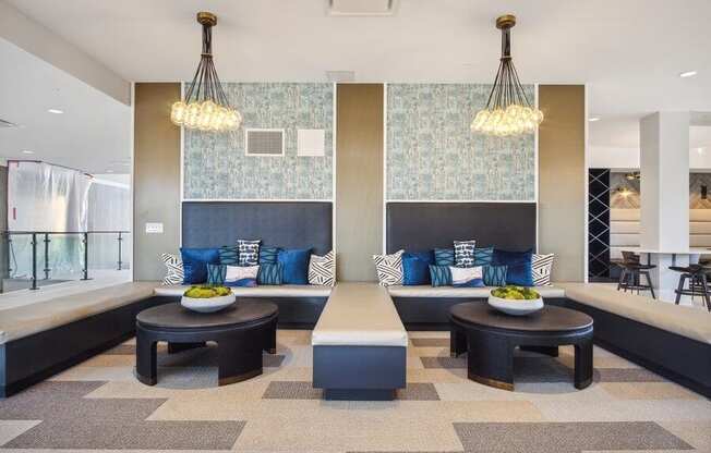 Community lounge  with booth seating spaces