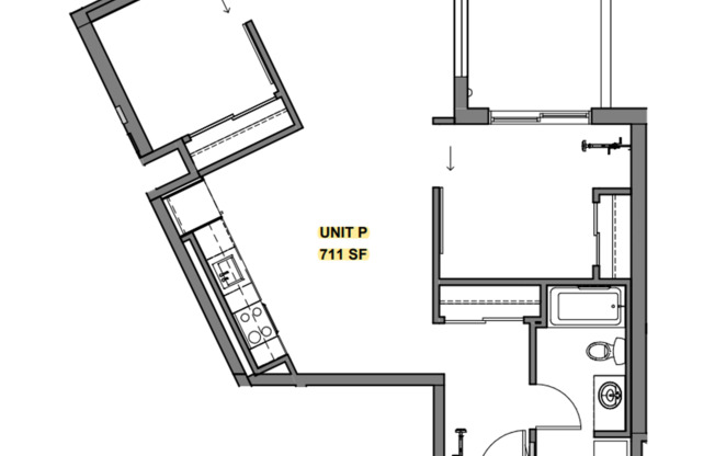 2 beds, 1 bath, 711 sqft, $1,895, Unit 617