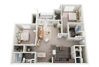 2 beds, 2 baths, 1,272 sqft, $1,498