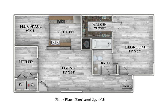 1 bed, 1 bath, 643 sqft, $735, Unit 3-020