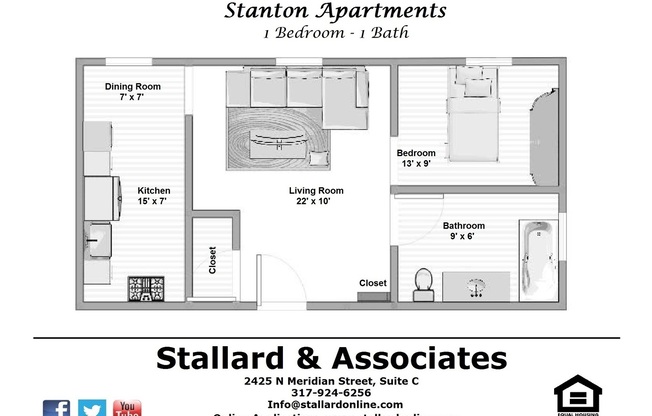 1 bed, 1 bath, 725 sqft, $745, Unit 302