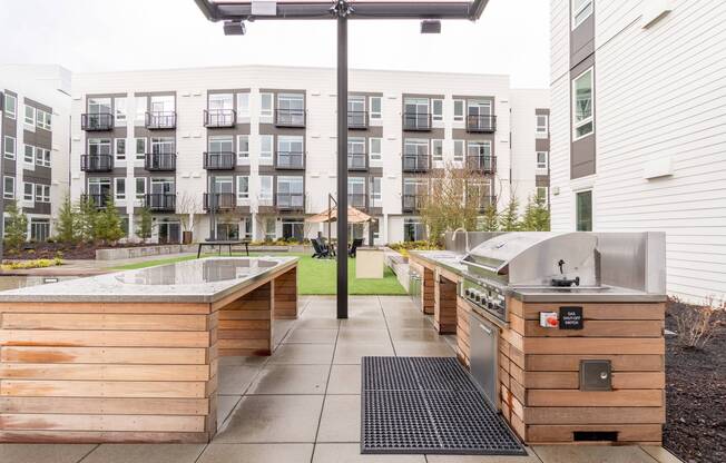 Grill outside or play cornhole in the courtyard