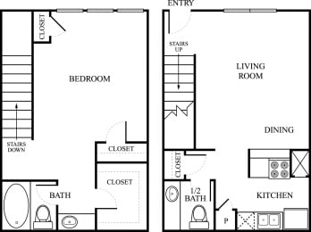 1 bed, 1.5 baths, 817 sqft, $1,008