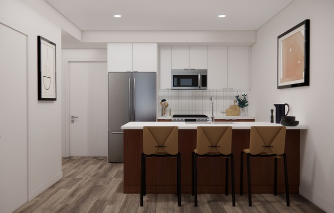 Premium collection finish white cabinets, side-by-side refrigerators, and upgraded finishes