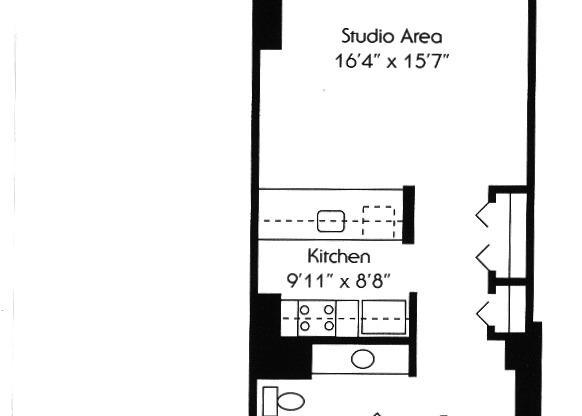 Studio, 1 bath, 540 sqft, $2,973, Unit 1213