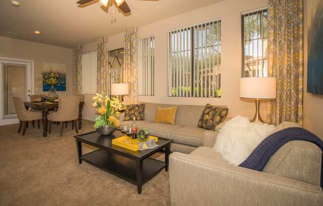Santiago Model living room decoration at The Aliante by Picerne, Scottsdale, AZ, 85259
