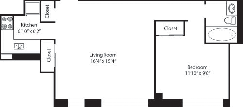 1 bed, 1 bath, 611 sqft, $4,844, Unit 03D