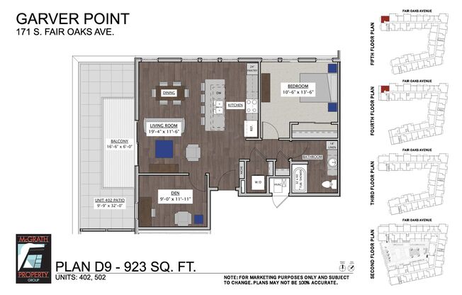 2 beds, 1 bath, 923 sqft, $2,190, Unit 402