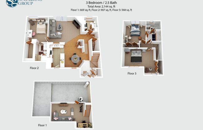 3 beds, 2.5 baths, 2,100 sqft, $2,995, Unit 250