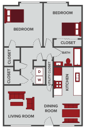 2 beds, 1 bath, 920 sqft, $975