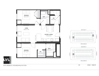 2 beds, 2 baths, 1,006 sqft, $2,706