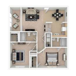 2 beds, 2 baths, 1,069 sqft, $1,329
