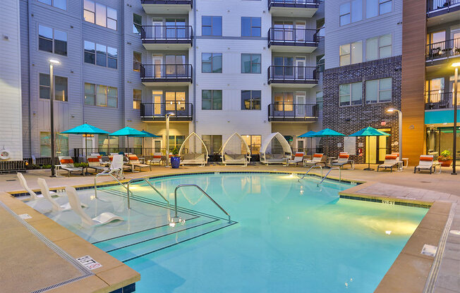 Twilight Pool at Link Apartments® Montford, Charlotte, 28209