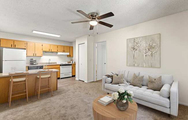 One Bedroom Living Room at Shorebird Apartments in Mesa Arizona