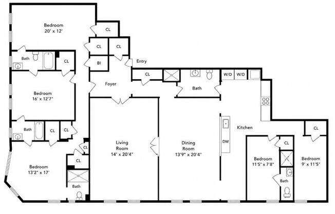 5 beds, 5 baths, 2,800 sqft, $16,000, Unit 1A