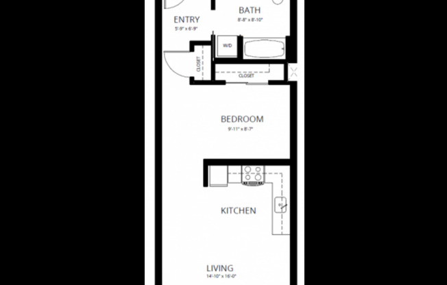 1 bed, 1 bath, 595 sqft, $1,480