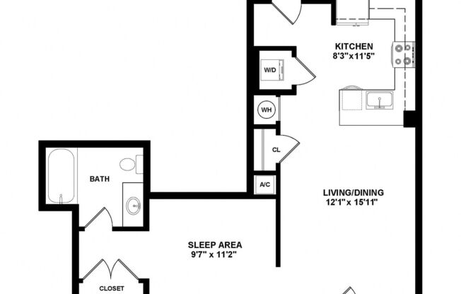 Studio, 1 bath, 583 sqft, $3,740