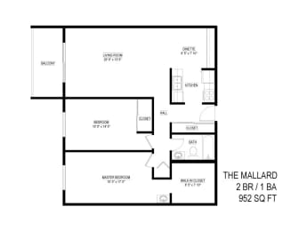 2 beds, 1 bath, 952 sqft, $1,585