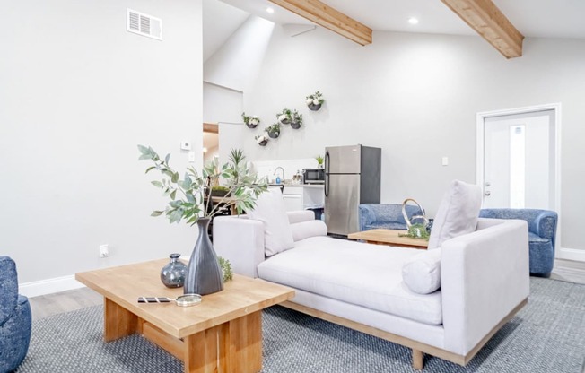a living room with couches and a coffee table
