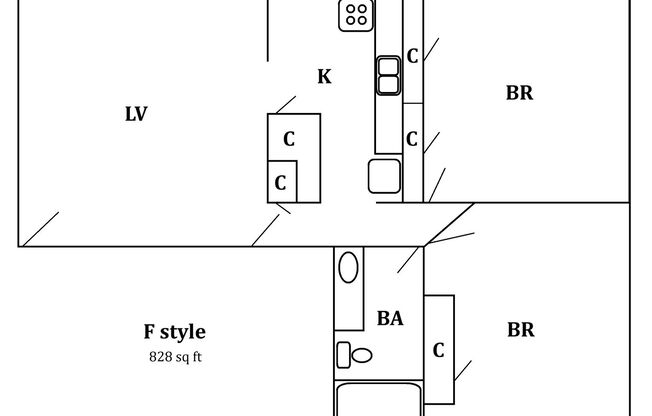 2 beds, 1 bath, 828 sqft, $1,149, Unit 1640-06