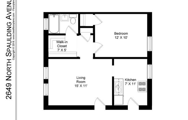 1 bed, 1 bath, 527 sqft, $1,895, Unit 2649-1E