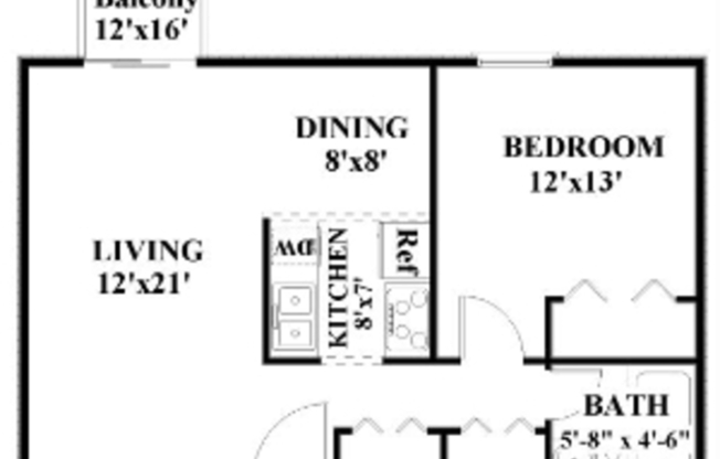 1 bed, 1 bath, 844 sqft, $1,344